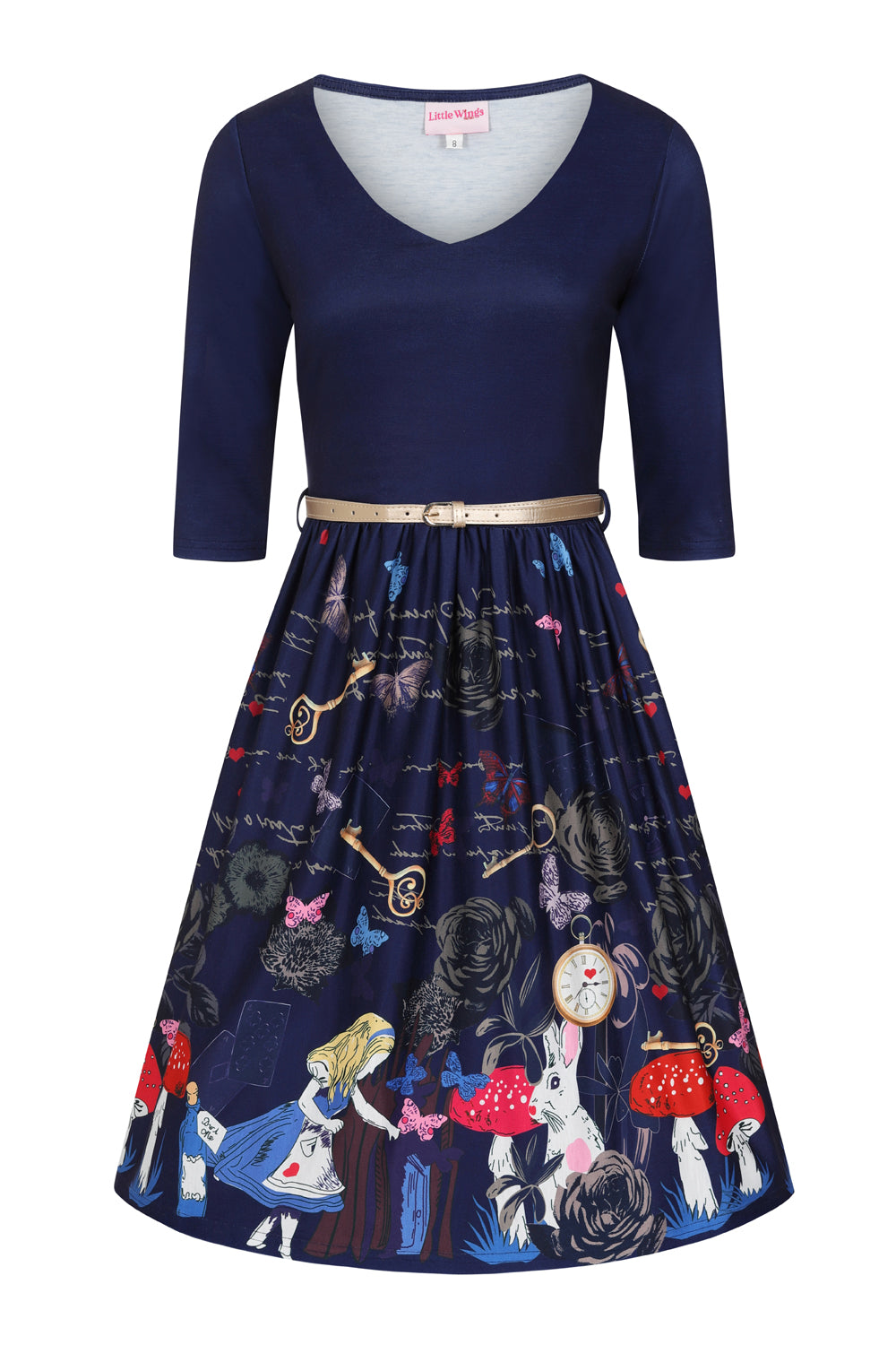 Alice Navy Print Jersey Dress Little Wings Factory Alice Navy Print Jersey Dress Little Wings Factory
