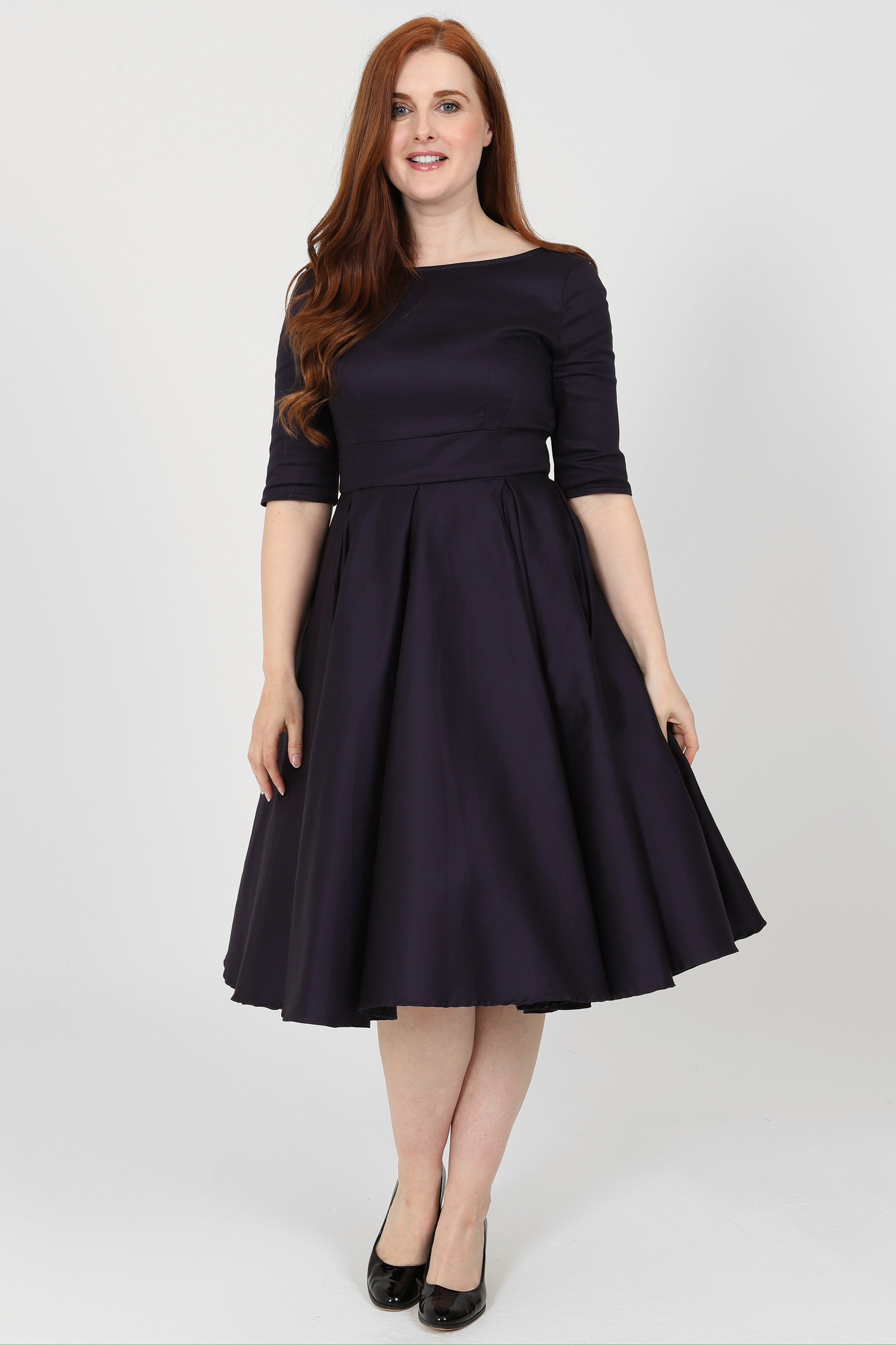 Liana Navy Flare Dress Little Wings Factory