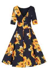 Liana Navy Sunflower Dress