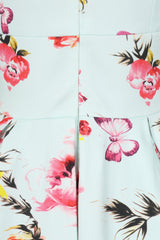 Liana Pastel Mint Roses Flare Dress