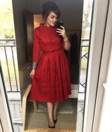 'Marianne' Red Swing Dress and Jacket Twin Set