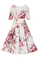 Liana Floral Burgundy & White Dress