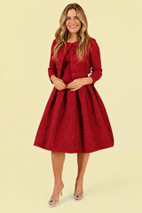 'Marianne' Red Swing Dress and Jacket Twin Set