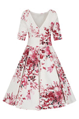 Liana Floral Burgundy & White Dress