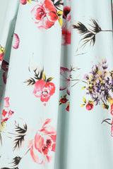 Liana Pastel Mint Roses Flare Dress