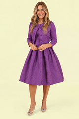 'Marianne' Purple Swing Dress and Jacket Twin Set