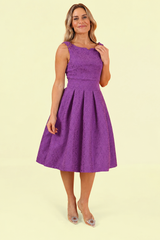'Marianne' Purple Swing Dress and Jacket Twin Set
