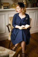 'Marianne' Navy Swing Dress and Jacket Twin Set