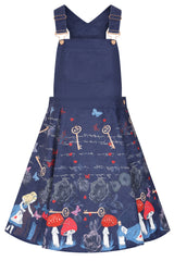 Alice Navy Print Dungaree Dress