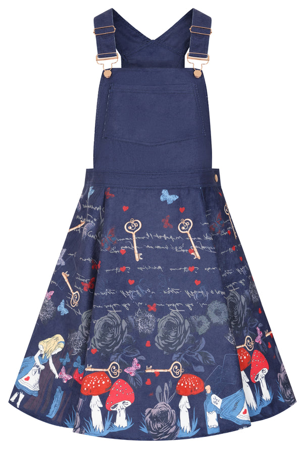 Alice Navy Print Dungaree Dress