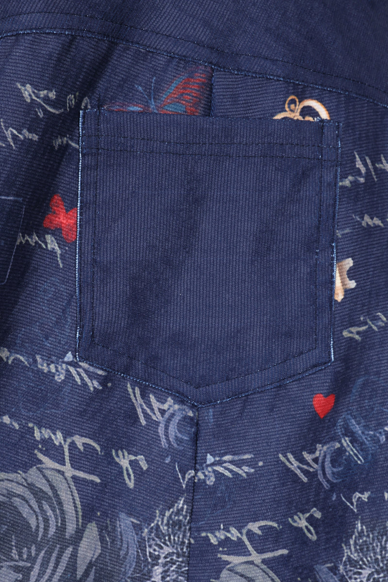 Alice Navy Print Dungaree Dress