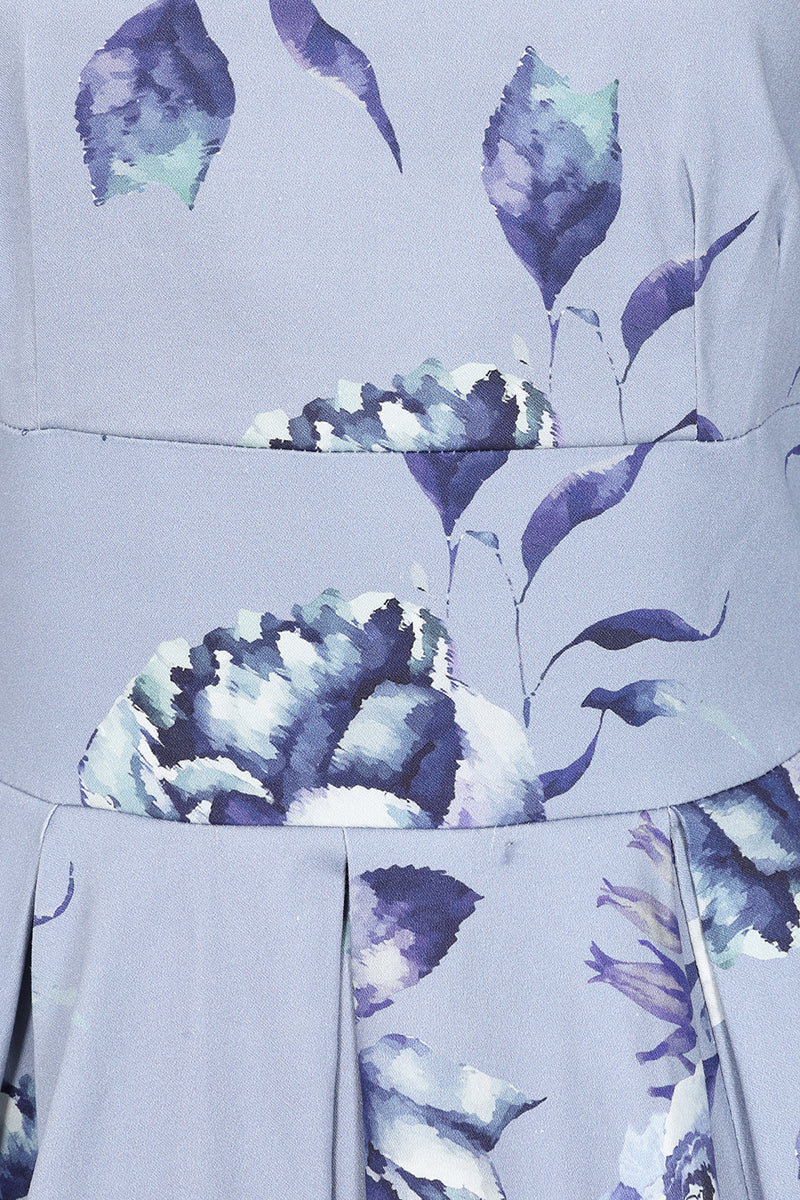 Liana Lavender Roses All Over Flare Dress