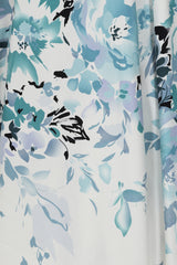 Liana Turquoise and White Florals Flare Dress