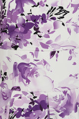Liana Purple and White Florals Flare Dress