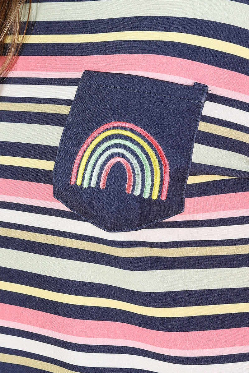 Rainbow Stripe A Line Dress