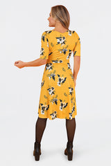 Betsy Mustard Floral Spring Dress