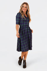 Dina Navy Tartan Dress