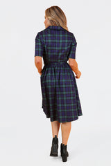 Dina Navy Tartan Dress