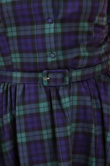 Dina Navy Tartan Dress