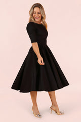 Liana Jet Black Flare Dress