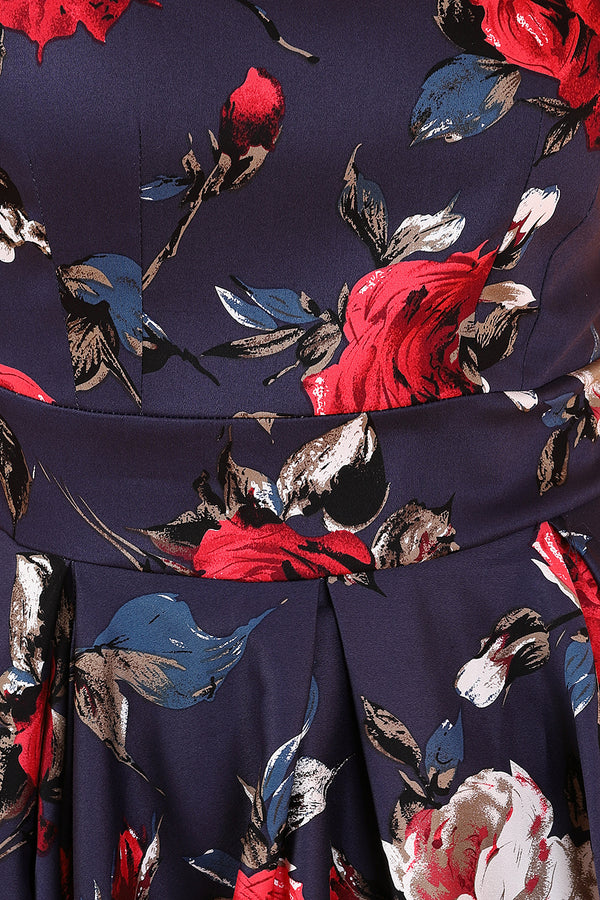 Liana Midnight Blue Rose Flare Dress