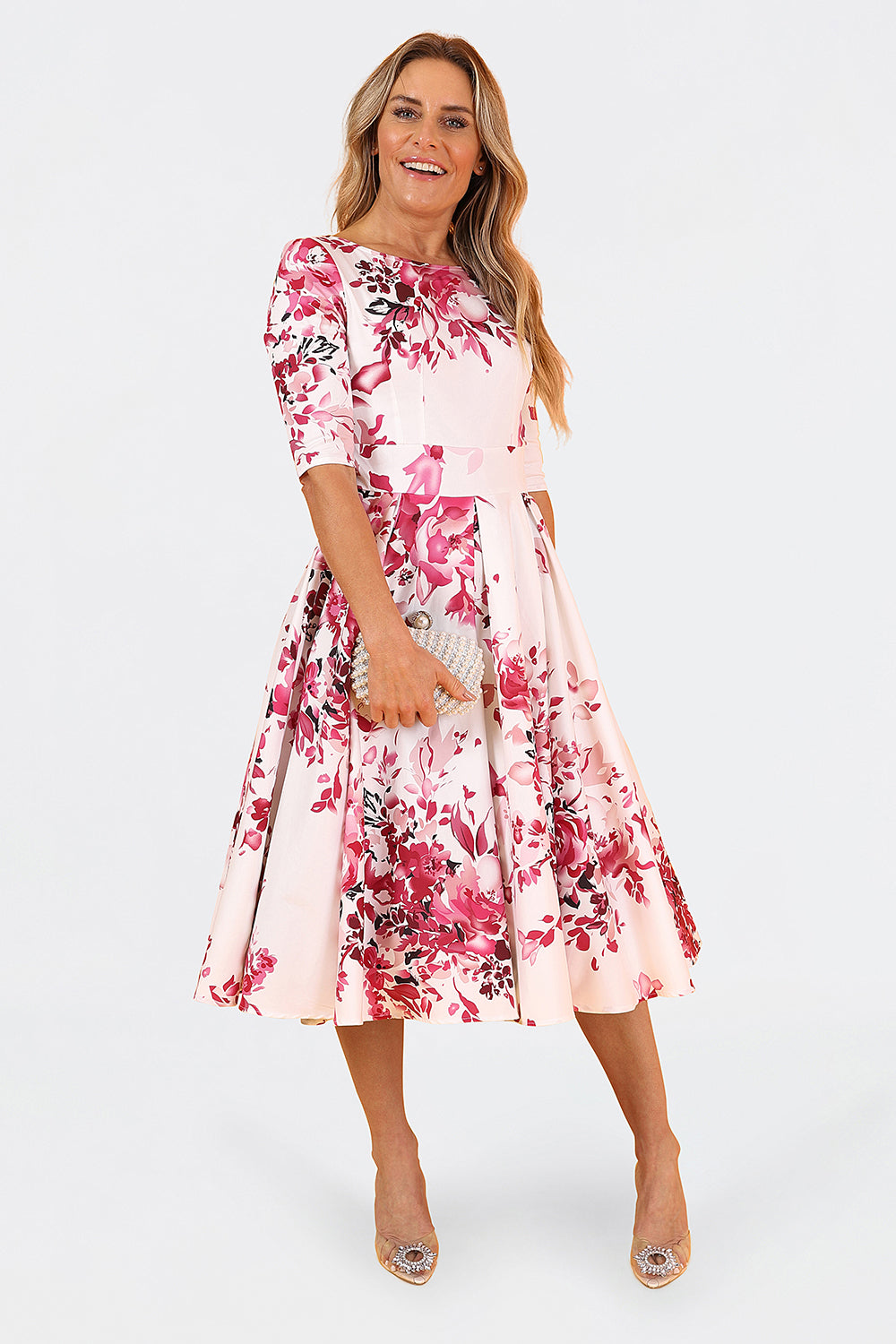 Liana Floral Burgundy & White Dress