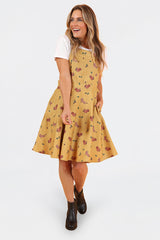 Mustard Squirrel Dungaree Dress