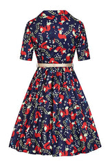 Dina Fox Print Navy Dress