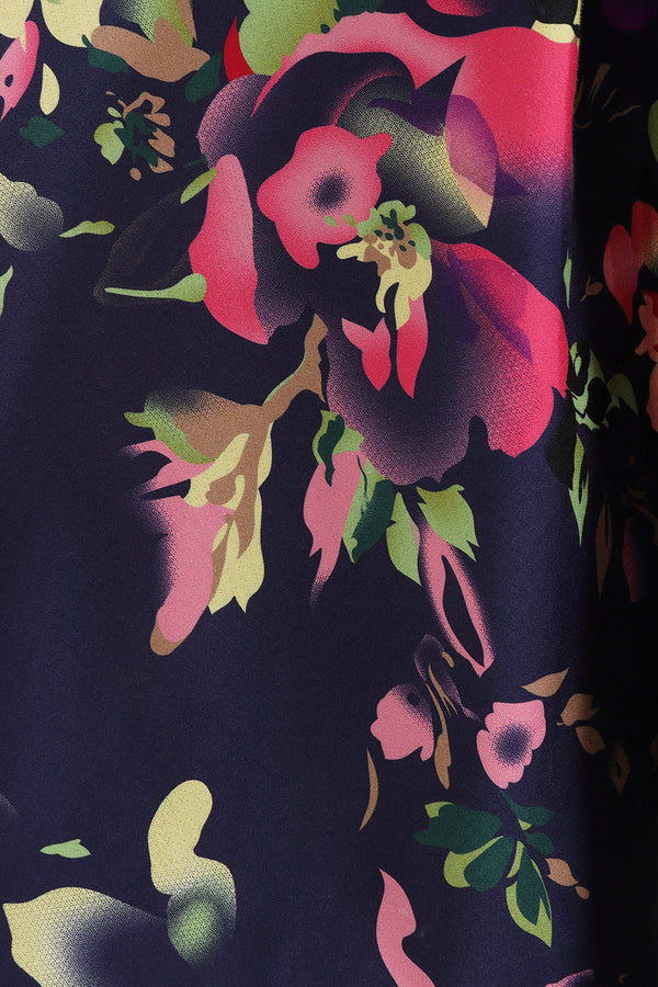 Liana Navy and Pink Florals Flare Dress