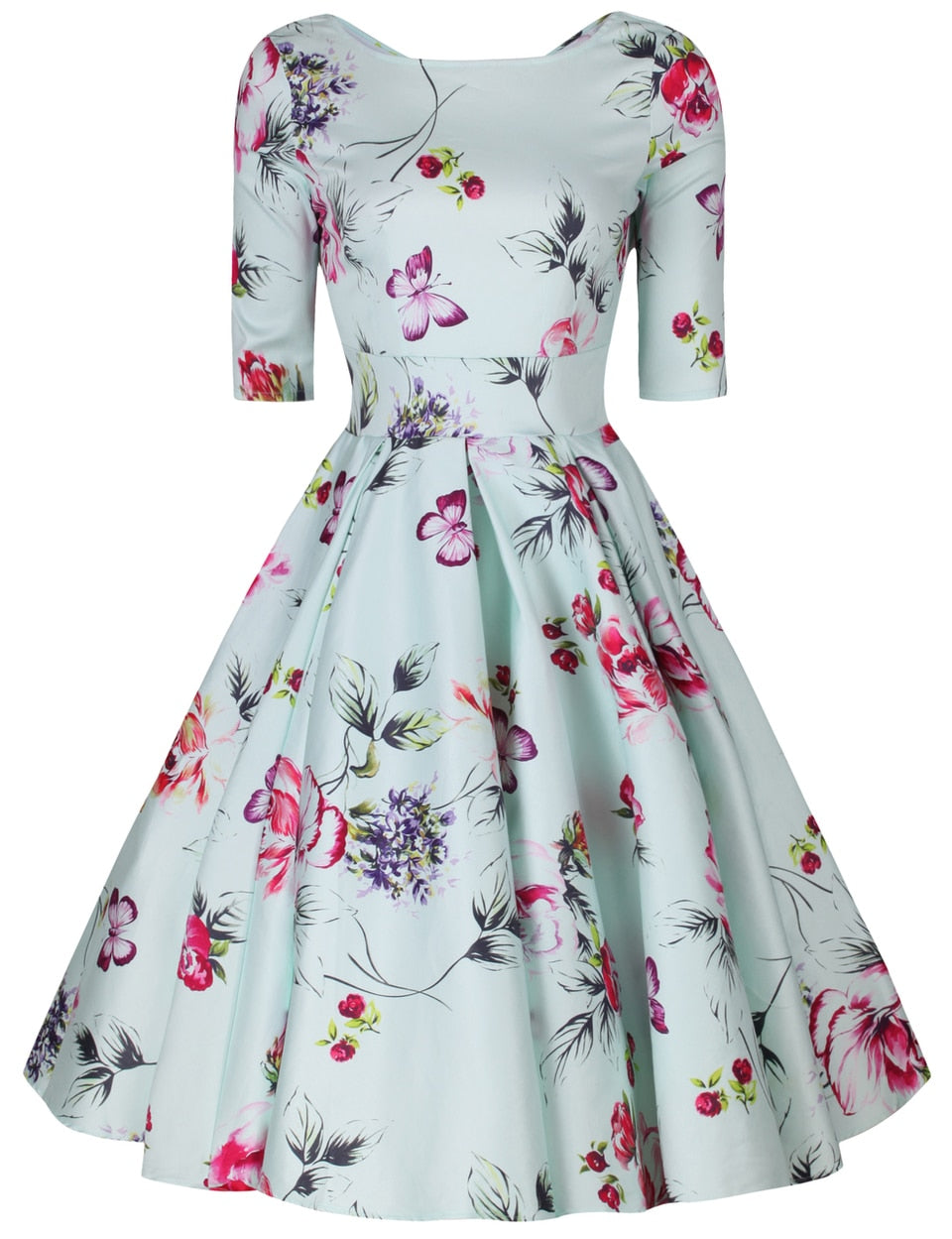 Liana Pastel Mint Roses Flare Dress – Little Wings Factory