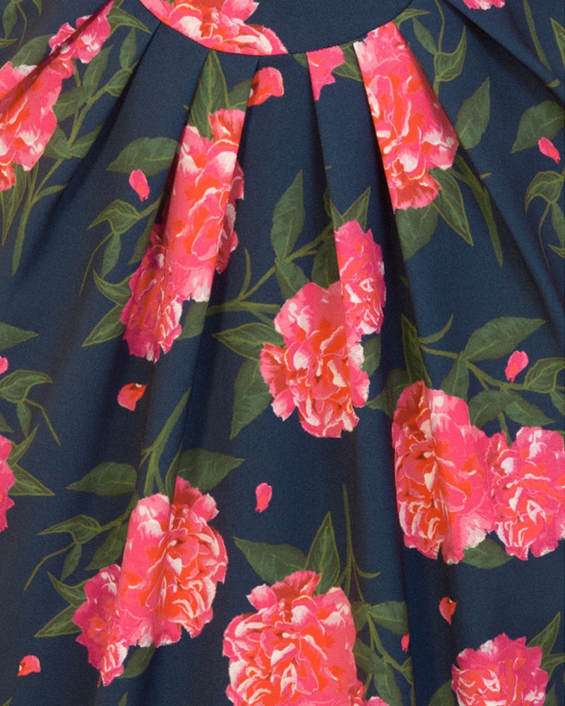 Pink Camellia Print Dress