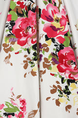 Liana White and Pink Florals Flare Dress