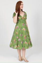 Iona Green Painted Florals Dress