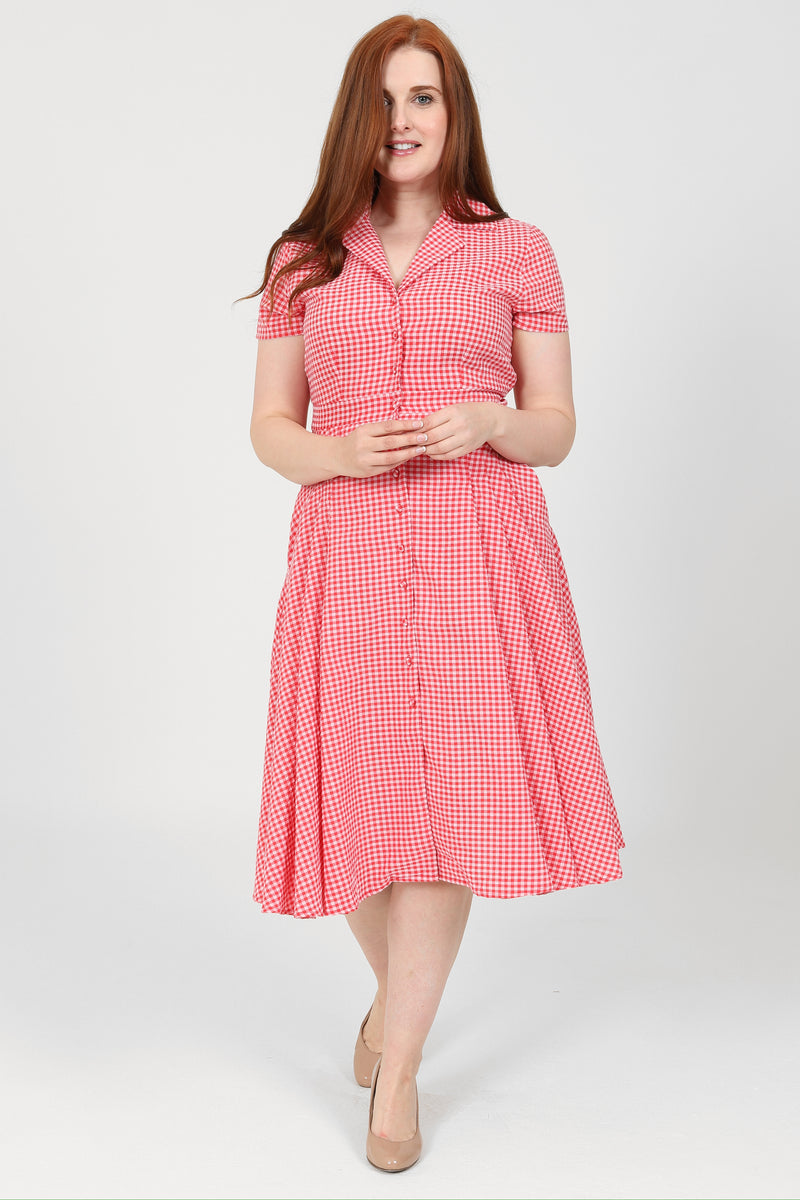 Mara Red and Pink Gingham Dress